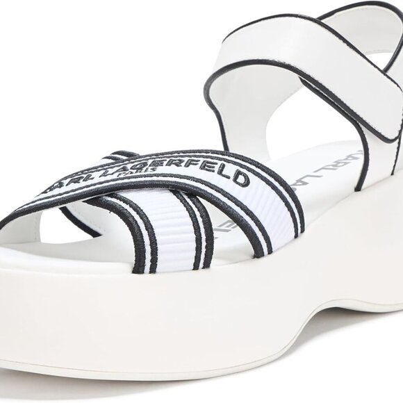 Women's Leather Platform Sandal 7.5 Rubber Sole Slip On Cushioned